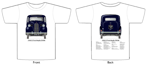 Ford Anglia E494A 1948-53 T-shirt Front & Back